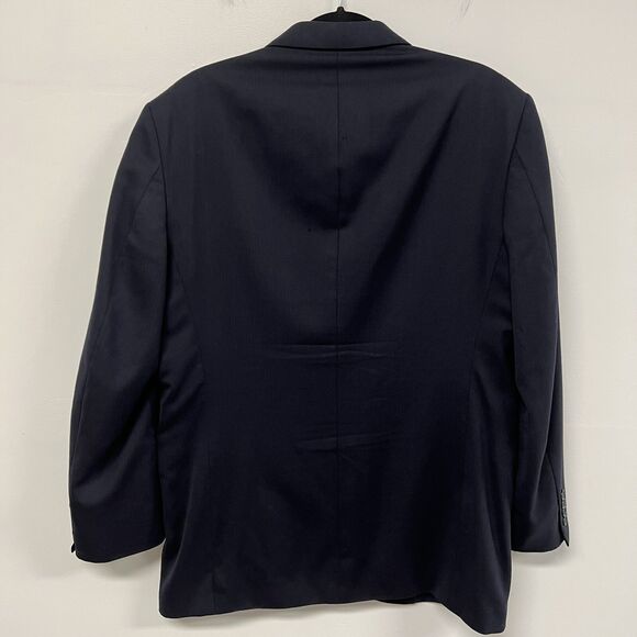 Stafford 100% Wool Herringbone Blazer Men’s 40R Navy Sport Coat Work Classic - Picture 10 of 16